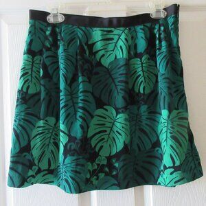 Banana Republic Green Leaf Floral Pleated Mini A Line Skirt Women's Size 6